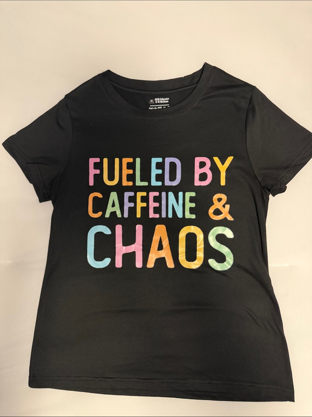 Fueled By Caffeine & Chaos Graphic Tee - Black